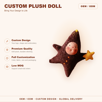 Peluche personnalisée en forme d'étoile, marron, avec visage brodé, mini, objet de collection, cadeau pour fans, vente en gros