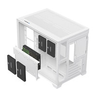 Boîtier PC GALAX Muguang 360-M à double compartiment, verre trempé panoramique, aquarium, châssis d'ordinateur de jeu RGB, noir