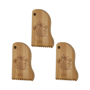 Conjunto de 3 Coconut Tree Pattern Bamboo Surfboard Waxing Tool Set <span class=keywords><strong>Sex</strong></span> Wax Remover Raspador Surf Wax Combs - Product Image 1