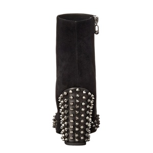 Bottes courtes à talons épais en daim souple pour femme, avec logo personnalisé, rivets et clous, coupe large taille 46, pour grandes pointures - Product Image 2