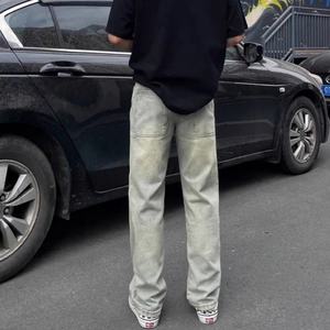 Jeans de Pierna Recta Vintage Y2K para Hombre 2025 - Mezclilla Lavada y Teñida de Corte Holgado |   Pantalones Casuales Retro Desgastados al por Mayor de Estilo Urbano - Product Image 2