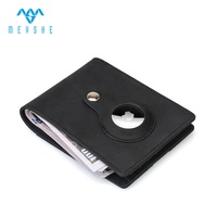 MEYSHE Dompet Kartu Pria Slim RFID Blocking, Kulit Crazy Horse, Logo Timbul, Tahan Air, Kapasitas Besar