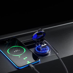 Adaptador de enchufe de encendedor de cigarrillos de coche de cargador rápido RV de doble puerto con lámpara conector <span class=keywords><strong>USB</strong></span> poroso enchufe de encendedor de cigarrillos <span class=keywords><strong>USB</strong></span> Dual - Product Image 5