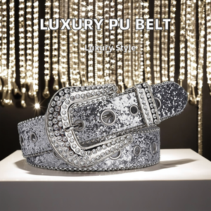 Ceintures de taille en strass de concepteur de luxe pour les femmes larges ceintures en PU avec boucle en alliage élastique Style décontracté ceintures de taille de Jean - Product Image 5