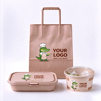 Sac à emporter en papier kraft de qualité alimentaire avec logo personnalisé, résistant à la graisse, avec poignée, pour la livraison, emballage pour restaurants et boulangeries