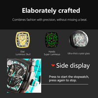Reloj Mecánico Automático de Lujo para Hombre, Esqueleto Luminoso Dorado, Esfera de Cristal, Movimiento SEIKO, Caja Tonneau, Resistencia al Agua de 10 Bares
