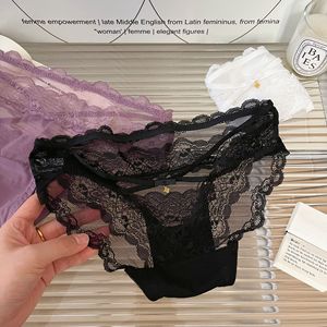 Braguitas de bikini de encaje para mujer, sexy, con diseño floral, tejidas, con lazo bonito en la espalda, calados, de talle bajo - Product Image 3