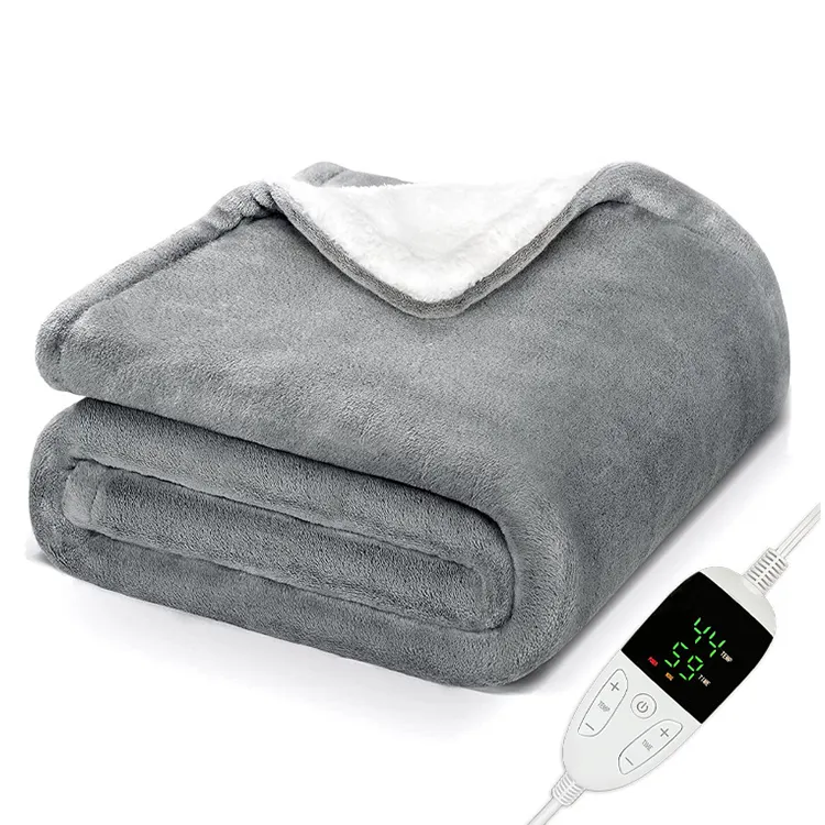6 Heat Settings Heating Blanket with Time Settings Timer Auto Shut Off Heated Blanket Electric Throw Fleece Electric Blanket