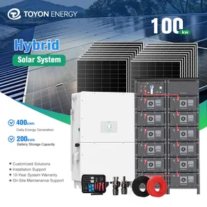 ระบบพลังงานแสงอาทิตย์เชิงพาณิชย์แบบไฮบริดครบวงจร Toyon High Power 100 กิโลวัตต์ 200 กิโลวัตต์ชั่วโมง พร้อมระบบกักเก็บพลังงานแบตเตอรี่ ระบบโซลาร์สามเฟส - Product Image 1