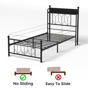 Struttura letto singolo in metallo con testiera contenitore, stazione di ricarica e luci LED - Base letto per camera da letto/appartamento - Product Image 5