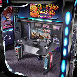 Grand <span class=keywords><strong>bureau</strong></span> moderne en métal en forme de L pour <span class=keywords><strong>bureau</strong></span> de jeu PC RVB avec chaise confortable pour joueurs - Product Image 3