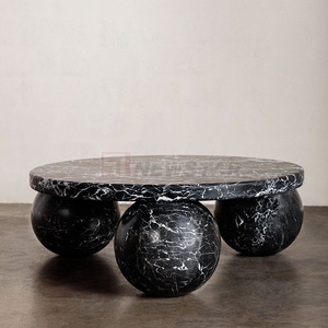 <span class=keywords><strong>Mesa</strong></span> de <span class=keywords><strong>centro</strong></span> redonda de piedra Natural moderna, muebles de 3 bolas, Base de mármol, <span class=keywords><strong>travertino</strong></span>, <span class=keywords><strong>mesa</strong></span> de <span class=keywords><strong>centro</strong></span> para sala de estar - Product Image 4