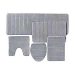 100% Polyester Memory Foam Chống Trượt 5 Cái Nhà Vệ Sinh Tắm Mat Set