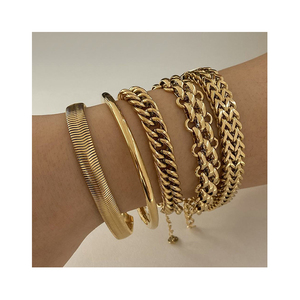 Vendita calda Punk a maglia larga cintura spessa 16K oro placcato in acciaio inox cubano a maglia di serpente braccialetti a catena - Product Image 1