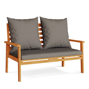 Solid Acacia <b>Wood</b> Garden Sofa <b>Bench</b> 47.2 In Long Dark Grey Two Seat Outdoor Furniture Contemporary Design - Product Image 1