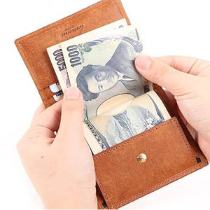 Japanese Style Coin Purse 5 Inch Genuine Leather Bi Fold With <b>Lock</b> Closure For Everyday Use - Product Image 3
