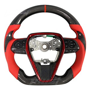 Volante de Fibra de Carbono Personalizado con Empuñaduras de Cuero Rojo para Toyota Camry 8.ª Generación XLE <span class=keywords><strong>SE</strong></span> XSE Avalon 2018-2023 - Product Image 1