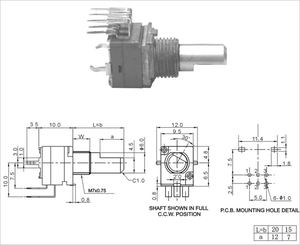 Potentiomètre rotatif à axe métallique RA0919 - Product Image 6
