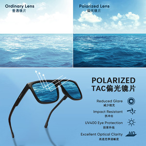 Lunettes de soleil polarisées pour hommes, rectangulaires, à bord complet, protection UV400 %, pour la pêche en plein air, P1913 - Product Image 3