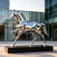 Estatua de Caballo de Tamaño Real en Acero Inoxidable Moderno con Técnica de Fundición y Serigrafía para Espacios Comerciales y Jardines Exteriores