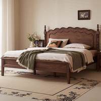 Lit double Dingshuai en noyer noir d'Amérique du Nord, style rétro français, 1,8 m, moderne et simple, pour chambre principale, avec dossier, style ancien