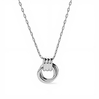 Collier ras du cou Gemnel tendance avec pendentif cercle entrelacé, plaqué or 14 carats, argent sterling 925, bicolore, pour femme
