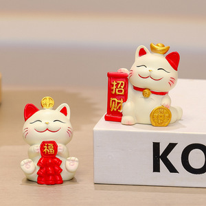 Figura de Gato de la Suerte Maneki Neko 5.3x3.5x5.3cm Decoración de Escritorio Iluminada Regalo de Año Nuevo Chino - Product Image 3