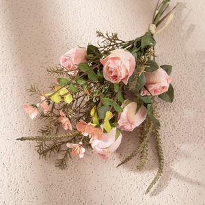 Ramo de Rosas Artificiales Zhihua, Tela Plástica Tejida, Decoración del Hogar, Accesorios para Bodas CF01251 - Product Image 3