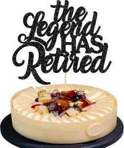 1 ชิ้น ตัวตกแต่งเค้ก The Legend Has Retired สีดำกลิตเตอร์ ลาก่อนความเครียด สวัสดีเงินบำนาญ ของตกแต่งเค้กสำหรับวันเกษียณ - Product Image 6