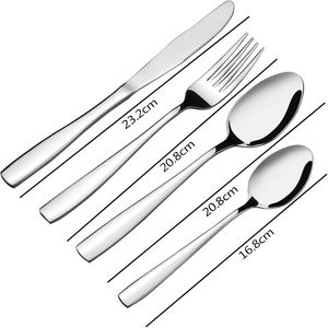Juego de Cubiertos Modernos de Acero Inoxidable 410 para Restaurante, Incluye Cucharas, Tenedores y Cuchillos Plateados con Acabado Espejo, Venta al Por Mayor Personalizada - Product Image 2