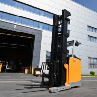 Chariot élévateur à double portée de 2 tonnes et 2,5 tonnes, 2000 kg, 2500 kg, électrique, pantographe, levage 8m 10m, pour stockage en rayonnage haute densité, CE