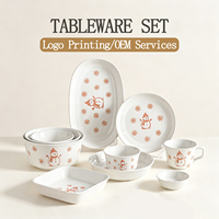 Services de table en céramique de Noël les plus vendus, compatibles micro-ondes, couleurs et motifs personnalisables OEM, bols, tasses, assiettes