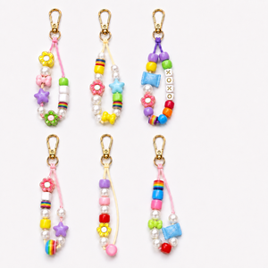 Kit al por mayor para hacer llaveros DIY: Cuentas acrílicas coloridas de flores y estrellas con cordones, cierres de langosta y cuentas de <span class=keywords><strong>letras</strong></span> para dijes de bolsos. - Product Image 5