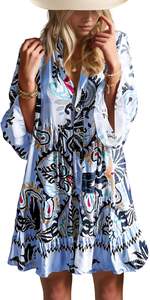 Vestidos de Verano OEM y ODM para Mujer 2026, Vestido Mini Casual con Volantes, Manga 3/4, Cuello en V, Estilo Boho, para Playa - Product Image 6