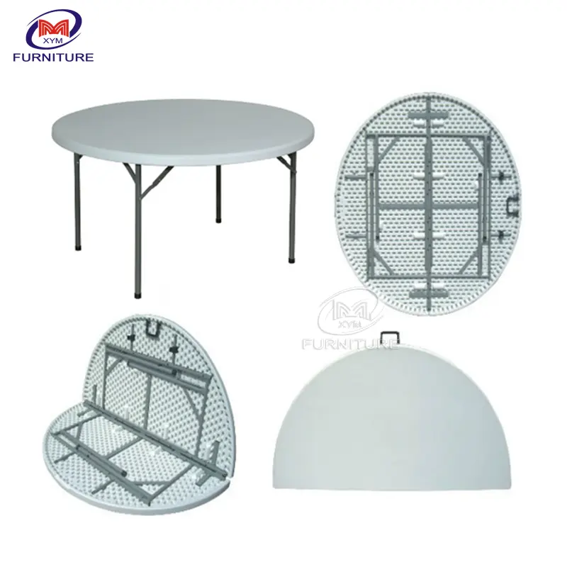 HDPE PC table White Plastic Round 8-10 people Dining Table Wholesale Customized PC Outdoor Restaurant Banquet Tables