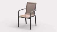 Chaise de patio empilable en polypropylène vert avec dossier en maille, fauteuil de jardin extérieur résistant aux intempéries