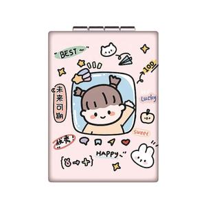 กระจกแต่งหน้าหนัง PU แบบถือได้, กระจกแต่งหน้าแบบแผ่นปะรูปหัวใจขนาดเล็กสำหรับเด็กผู้หญิงแบบ<span class=keywords><strong>เกาหลี</strong></span>สามารถปรับแต่งได้ - Product Image 5