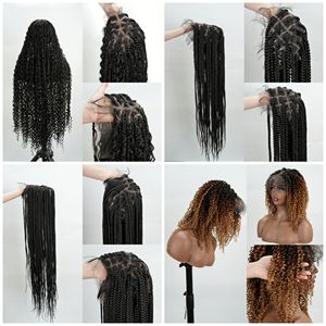 Wholesale Braid <b>Hair</b> for Lace <b>Wig</b> Dreadlocks Head Women Long Straight <b>Hair</b> Lace <b>Wig</b> <b>Hair</b> <b>Extension</b> Pre-Stretched Braids - Product Image 5
