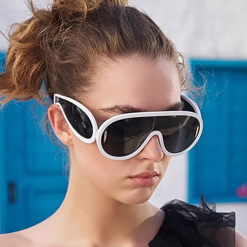 Óculos de sol Y2K de alta qualidade, óculos de sol de grandes dimensões, óculos de sol de luxo para mulheres, moda feminina, óculos de sol de uma peça