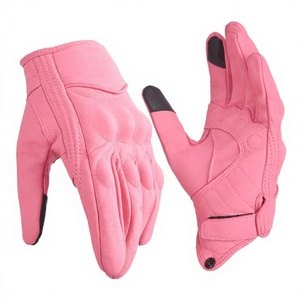 Unisex Biker <b>Gloves</b> Pink Cotton Polyester Premium Quality Full Finger Hook Loop Closure for Outdoor Motorcycle <b>Motobike</b> Riding - Product Image 6