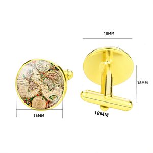 <span class=keywords><strong>Gemelli</strong></span> Vintage in pelle di pecora con mappa del mondo oro in metallo <span class=keywords><strong>gemelli</strong></span> formali <span class=keywords><strong>per</strong></span> uomini - Product Image 6