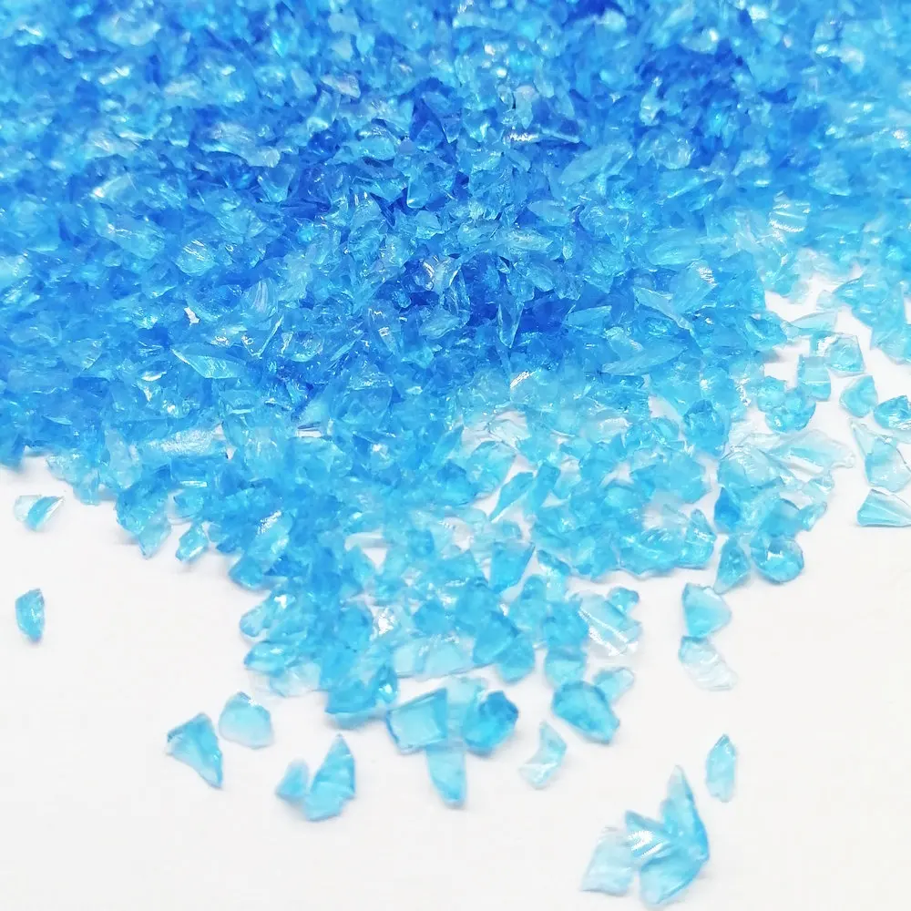 كاملة في المواصفات الجليد الأزرق سحق الزجاج ل تشققت الصينية الصانع رقاقات زجاجية لتزيين الفن