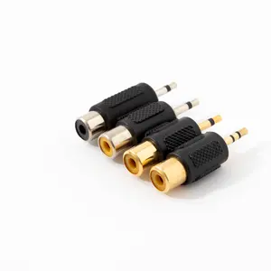 Gold 3.5mm Male to RCA Female Audio Adapter PC Metal Connector 100% OEM Compatible for Earphone Use for DC Output