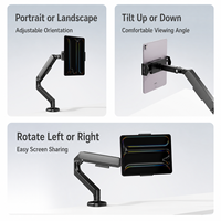 Support de bureau pour tablette et téléphone IWALK avec ressort à gaz ABS, réglable à 360°, avec fixation magnétique et pince pour tablette