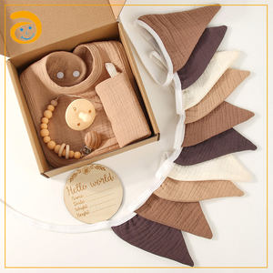 <span class=keywords><strong>6</strong></span> pièces coffret cadeau nouveau-né bébé nouveau-né jalons souvenir sucette bavoir mousseline guirlande drapeau nouveau bébé coffret cadeau pour garçons et filles - Product Image 4