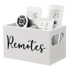 Remote <b>Control</b> Storage Box Wooden Desktop Organizer With Compartments For Living Room Bedroom Use Black And White - Product Image 5