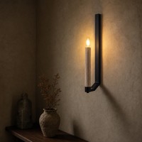 Applique murale LED en pierre de travertin jaune naturel nordique avec support métallique linéaire pour salon, villa, chevet ou fond de pièce