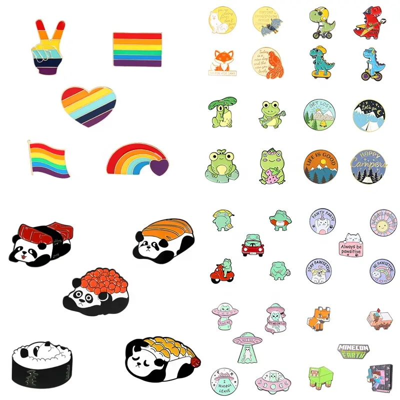 New Design Mixed Theme Enamel Metal Pins Custom Brooch Bag Clothes Lapel Pin Badge Cute Cartoon Animal Jewelry Gift Enamel Pins