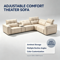 Canapé modulaire design avec fauteuils inclinables électriques, consoles multifonctions et appuie-têtes électriques, canapé d'angle en cuir de qualité supérieure