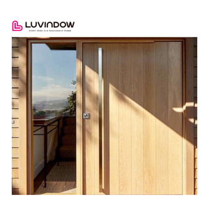 アメリカの木製玄関ドアデザイン、住宅用モダンチークオーク無垢材商業用エントランスドア - Product Image 6